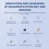 A marketing image displaying features of a dehumidifier with icons and text. Produktbild-Vorschau