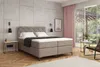 A bedroom scene featuring a boxspring bed, nightstand, chair, and window with curtains. Produktbild-Vorschau