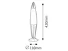 A technical drawing of a lava lamp with dimensions indicated. Produktbild-Vorschau