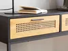 A close-up view of a drawer on a console table, featuring a cane weave detail. Podgląd zdjęcia produktu