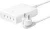 A white Belkin power adapter with two outlets and a European plug. Voir les images du produit
