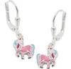 Brisur 26x8mm Ohrringe für Kinder Einhorn mit farbigen Produktbild-Vorschau 1