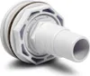 A white plastic plumbing fitting with a brown gasket, isolated on a white background. Produktbild-Vorschau