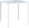 A white metal-framed square table with a clear glass top, isolated on a white background. Anteprima dell’immagine prodotto