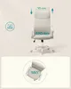 A collage showing a cream-colored office chair from different angles, highlighting its features. Produktbild-Vorschau
