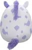 A plush toy cow from the back, with purple spots and purple ears, tail, and mane. Anteprima dell’immagine prodotto