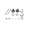 A collection of toilet seat hinges and mounting hardware, laid out on a white background. Produktbild-Vorschau