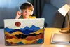 MuchoWow® Laptop Aufkleber Sticker Cover Gold - Blau - Produktbild-Vorschau 3