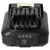 A black power tool battery pack with a white connector on a white background. Produktbild-Vorschau