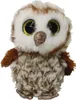 A plush owl toy with large, glittery eyes and a glittery beak, standing on a white background. Náhled obrázku produktu