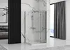 A modern bathroom with a glass shower enclosure, marble walls, and a grey curtain. Produktbild-Vorschau