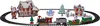 A Christmas-themed train set with Santa, houses, trees, and snowmen arranged on tracks. Podgląd zdjęcia produktu