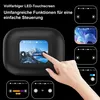 A hand is touching a screen on a black device, with several smaller screens showing different interfaces and images around it. Produktbild-Vorschau