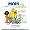 A group of diverse cartoon characters are depicted in front of a stylized drawing of a castle, with text indicating a greeting from Hamburg. Produktbild-Vorschau