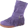 ASKSA Damen Stiefel Flach Stiefeletten Quaste Kurzschaft Produktbild-Vorschau 1