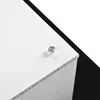 Close-up of the corner of a white furniture item with a silver knob and LED strip along the edge. Voir les images du produit