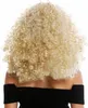 Back view of a person wearing a black off-the-shoulder top and a voluminous blonde curly wig. Produktbild-Vorschau