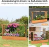 A collage of images showing a wooden raised garden bed with a trellis in different settings: a garden, a balcony, and a terrace. Anteprima dell’immagine prodotto