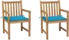 vidaXL Gartenstühle 2 Stk. mit Blauen Kissen Massivholz Produktbild-Vorschau 2