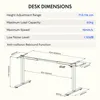 A diagram showing the dimensions of a desk with specifications listed above. Anteprima dell’immagine prodotto