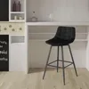 A black bar stool is placed in front of a white counter and shelving unit in a kitchen or dining area. Náhľad obrázku produktu