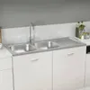 vidaXL Doppelspüle Silbern 1200x500x155 mm Edelstahl Produktbild-Vorschau 2