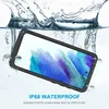 A smartphone in a black protective case is submerged in water, with water splashing around it. Produktbild-Vorschau