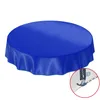 Tischdecke Wachstuch PVC abwaschbar Einfarbig Blau Rund Produktbild-Vorschau 2