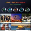 Collage of images showcasing different camera modes and features of a smartphone, with text overlays describing the features. Produktbild-Vorschau
