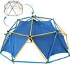 A geodesic dome climber with a blue tent attachment, shown from a low angle against a white background. An inset image shows the frame of the climber without the tent. Produktbild-Vorschau