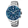 A men's wristwatch with a blue dial and silver metal band. Produktbild-Vorschau