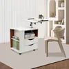 A modern room with a multifunctional bookshelf and nightstand next to a chair. Voir les images du produit