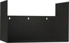 A black metal firewood rack with a back panel, designed to be mounted on a wall. Produktbild-Vorschau