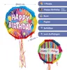Pinata Happy Birthday Ø44x9cm Papier bunt zum Aufhängen und Produktbild-Vorschau 2