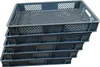 A stack of five gray plastic crates, viewed from a slightly elevated angle. Produktbild-Vorschau