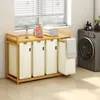 AdelDream Wäschekorb mit Bambusrahmen 200L 4 Fächer Produktbild-Vorschau 9
