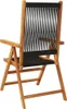 A single wooden chair with black rope seating and backrest, shown from the back. Produktbild-Vorschau