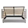 A bed frame with its storage lift mechanism open, revealing the slatted base. Náhled obrázku produktu