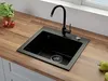 VBChome Spülbecken mit Armatur 50 x 47 cm Schwarz Granit Produktbild-Vorschau 1