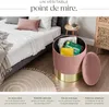 Pouf coffre de rangement aspect velours SARINA - rose Voir les images du produit 3