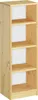 A tall, narrow wooden bookshelf with four shelves against a white background. Produktbild-Vorschau