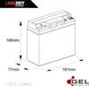 A technical drawing of a battery with dimensions indicated. Produktbild-Vorschau