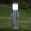 Außenleuchte - 2 Steckdosen - Edelstahl - 16A - silber Produktbild-Vorschau