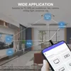 A diagram showing a smartphone with a mini remote control connected to it, controlling various home appliances like TV, STB, air conditioner, ceiling light, and purifier in a living room setting. Produktbild-Vorschau