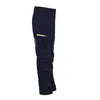 A pair of navy blue work pants with yellow accents is shown against a white background. Produktbild-Vorschau