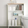 Étagère de toilette sur roulettes Métal et bois Slim Voir les images du produit 1