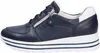 A side view of a navy blue and white sneaker with a platform sole. Voir les images du produit