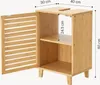 A bamboo washbasin cabinet with dimensions indicated. Podgląd zdjęcia produktu