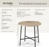 A diagram and specifications for a round dining table. Náhled obrázku produktu