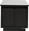 A black coffee table with two hidden stools and a white top, shown against a white background. Anteprima dell’immagine prodotto